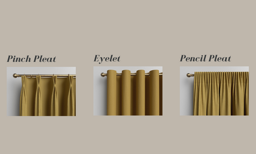curtains heading image with eyelet pinchpleat and pencil pleat image