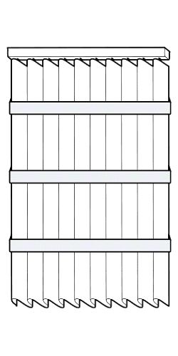 A beautiful set of white taped wooden blinds in a very bright room